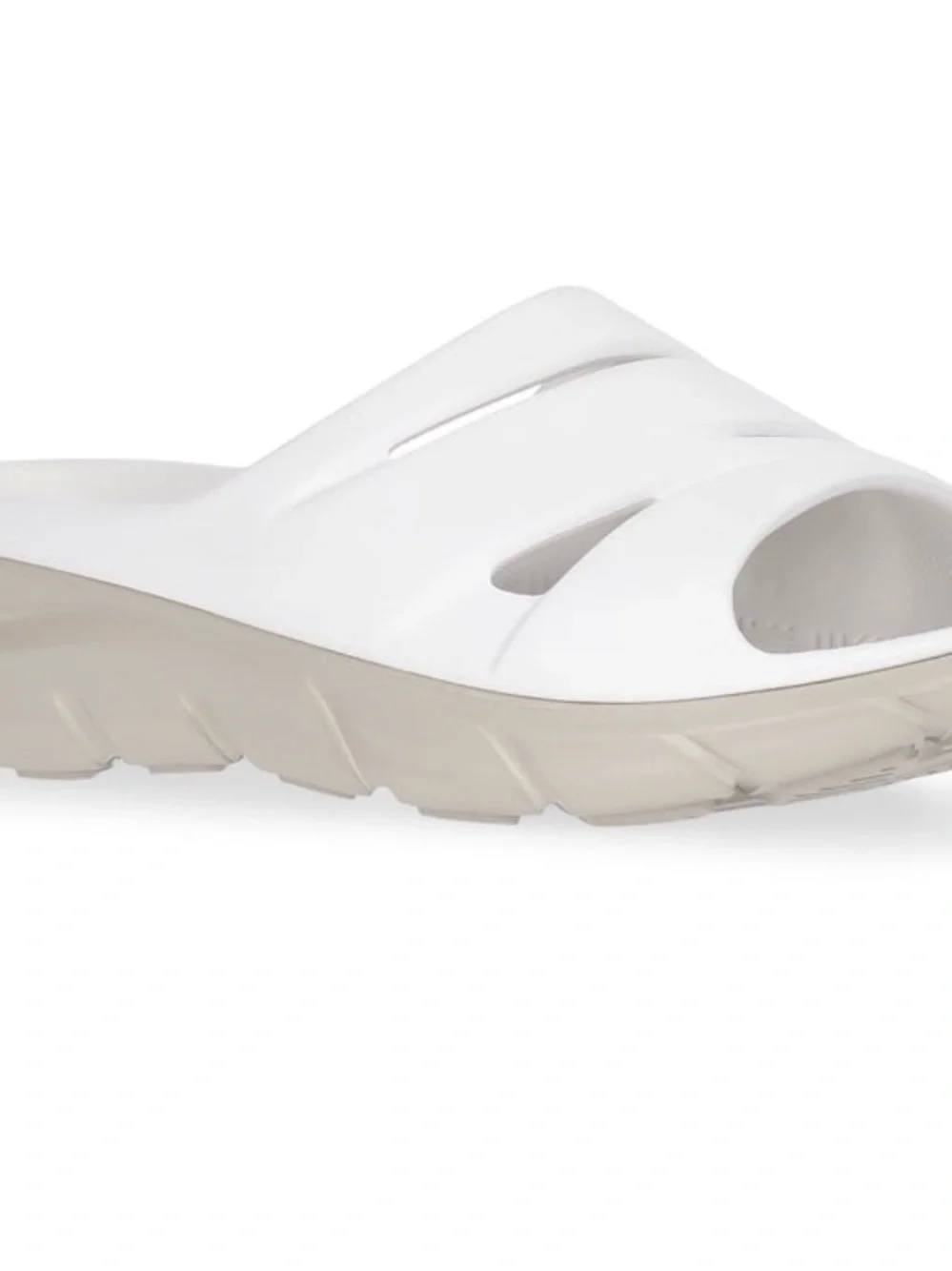 Avia White Slide Sandals with Tan Sole